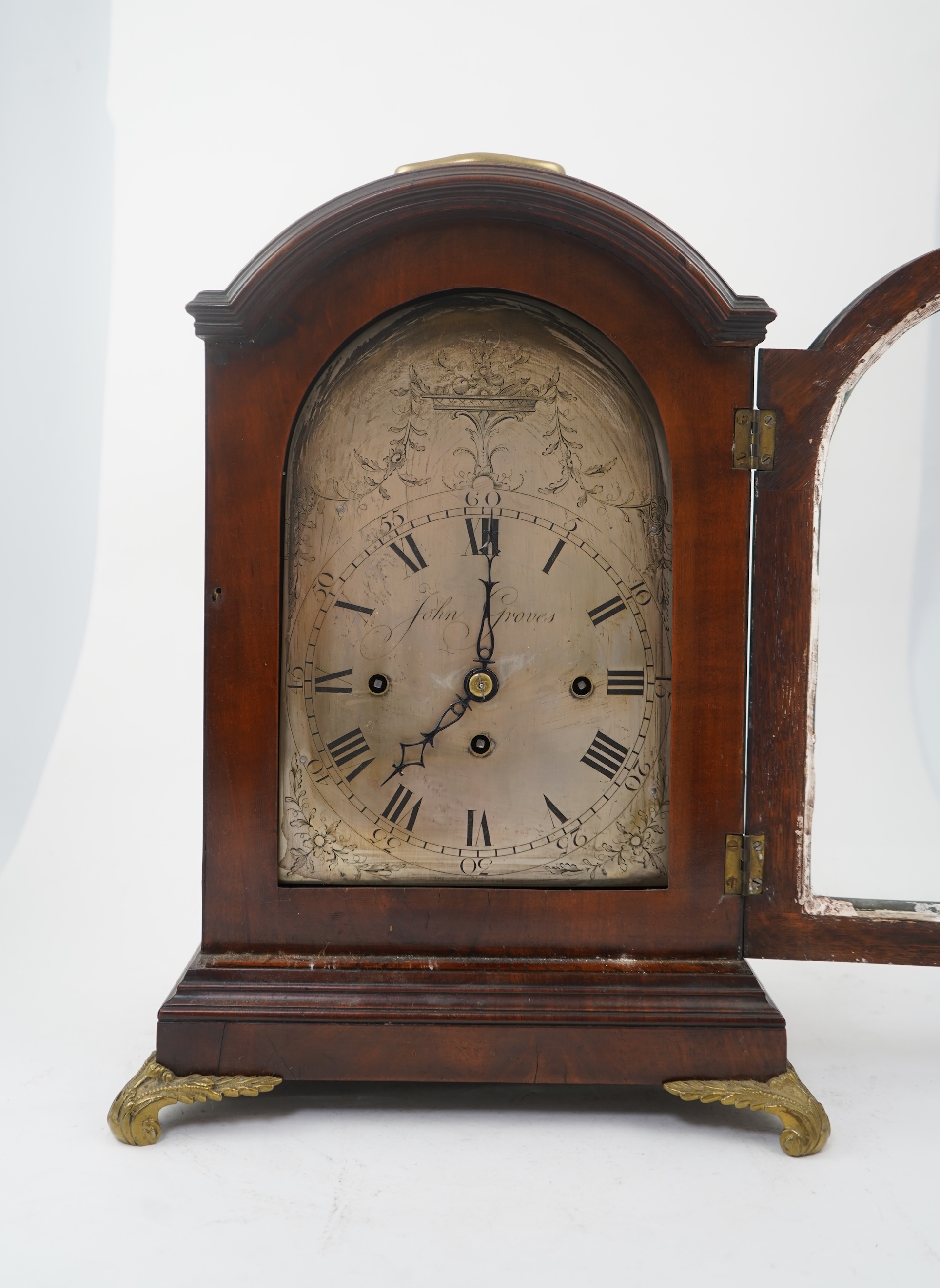 A mid 19th century mahogany triple fusee bracket clock by John Groves